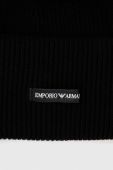 Вовняна шапка Emporio Armani колір чорний з товстого трикотажу вовна