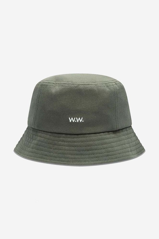 Бавовняний капелюх Wood Wood Ossian Bucket Hat 12240817-7083 BLACK колір зелений з бавовни 12240817.7083-DUSTYGREEN