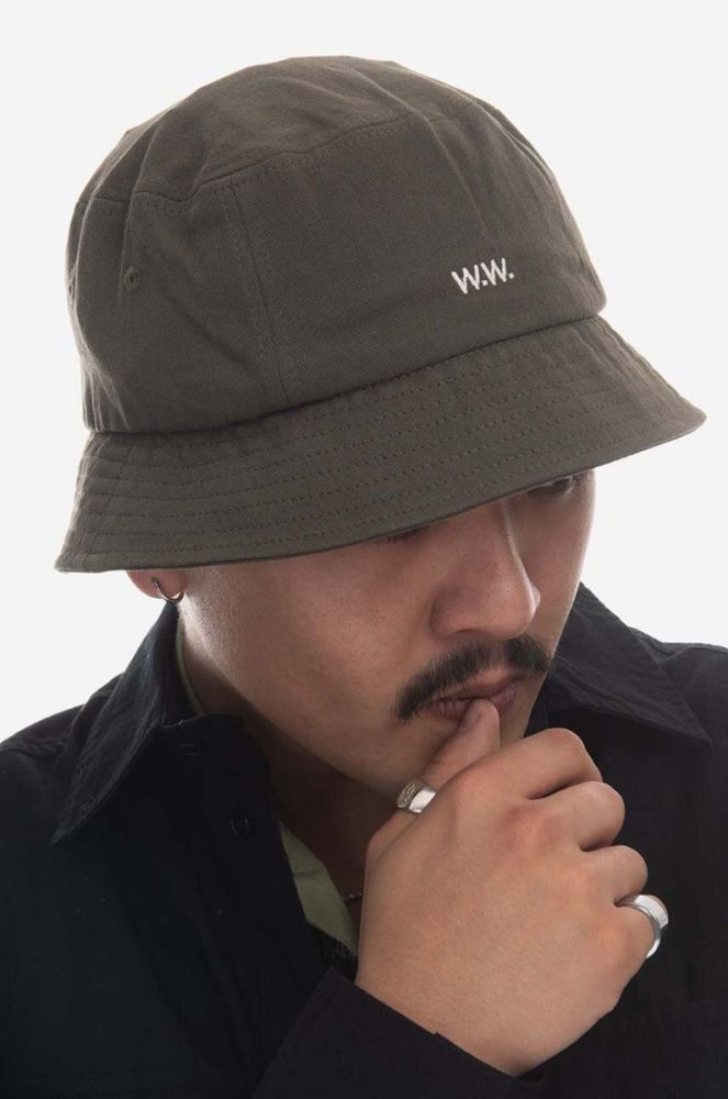 Бавовняний капелюх Wood Wood Ossian Bucket Hat 12240817-7083 BLACK колір зелений з бавовни 12240817.7083-DUSTYGREEN фото 8