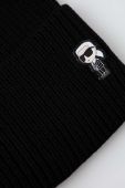 Шапка з домішкою вовни Karl Lagerfeld колір чорний з товстого трикотажу (3617049)