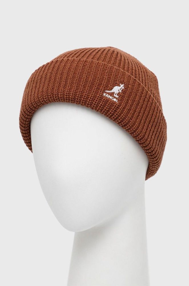 Шапка Kangol колір коричневий з тонкого трикотажу фото 2
