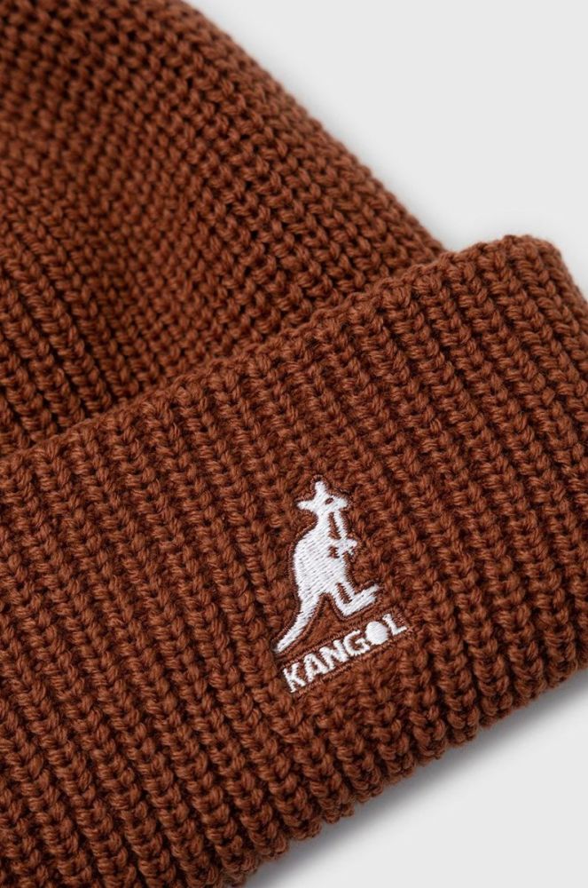 Шапка Kangol колір коричневий з тонкого трикотажу фото 3