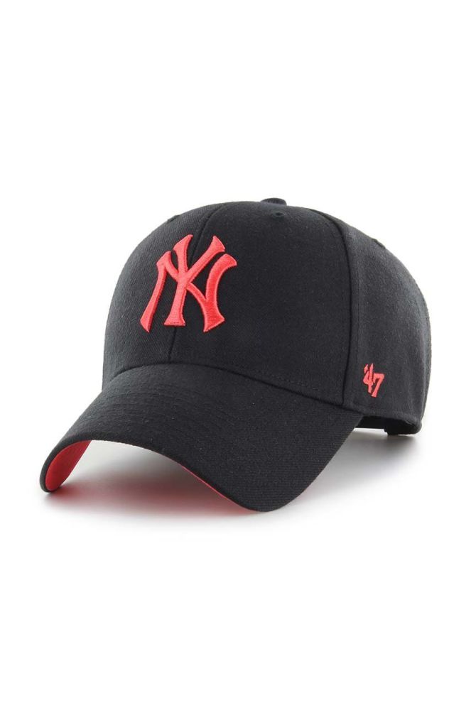 Кепка з домішкою вовни 47brand MLB New York Yankees колір чорний з аплікацією (3278152)