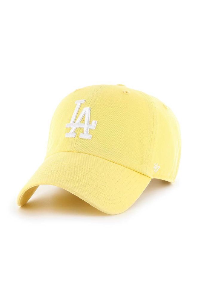 Бавовняна бейсболка 47brand MLB Los Angeles Dodgers колір жовтий з аплікацією (3283641)