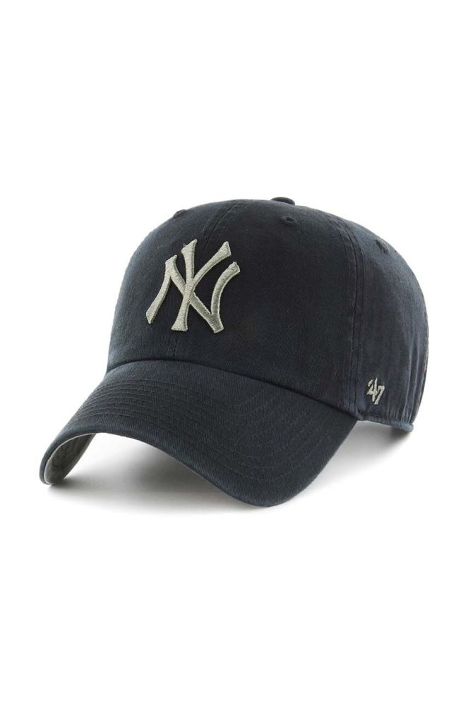 Бавовняна бейсболка 47brand MLB New York Yankees колір чорний з аплікацією (3278185)