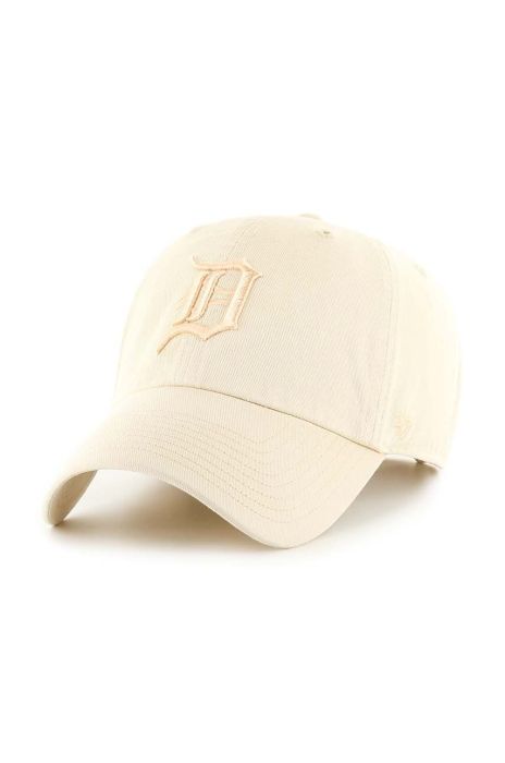 Бавовняна бейсболка 47brand MLB Detroit Tigers колір бежевий з аплікацією (3278093)