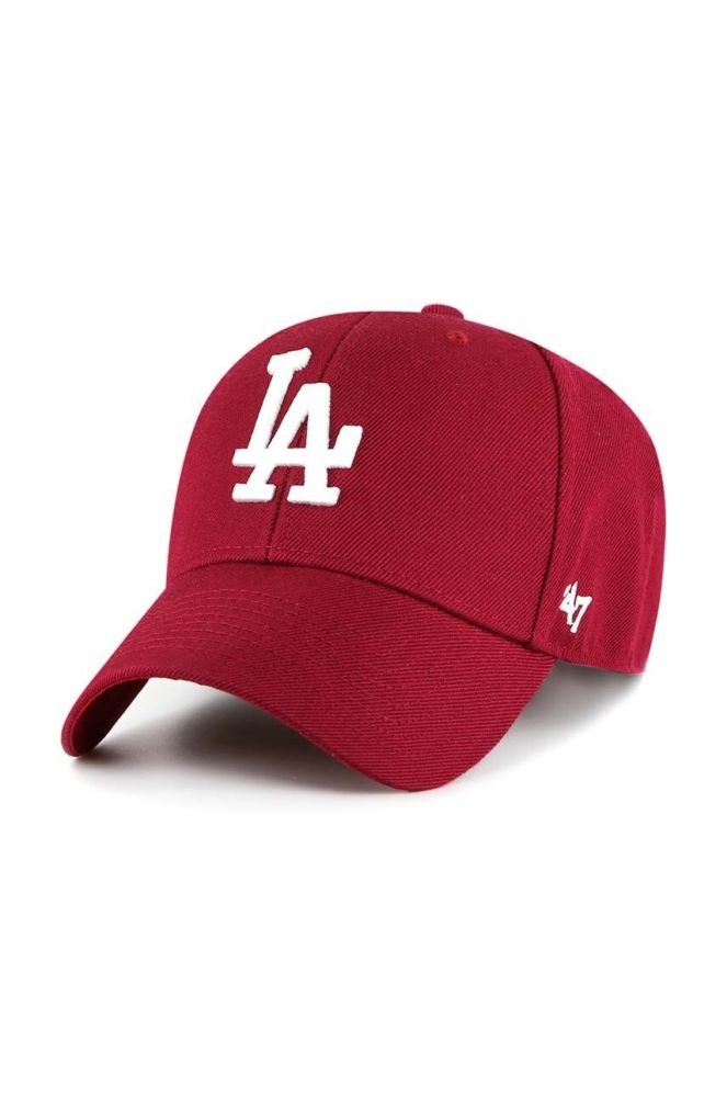 Кепка з домішкою вовни 47brand MLB Los Angeles Dodgers колір червоний з аплікацією