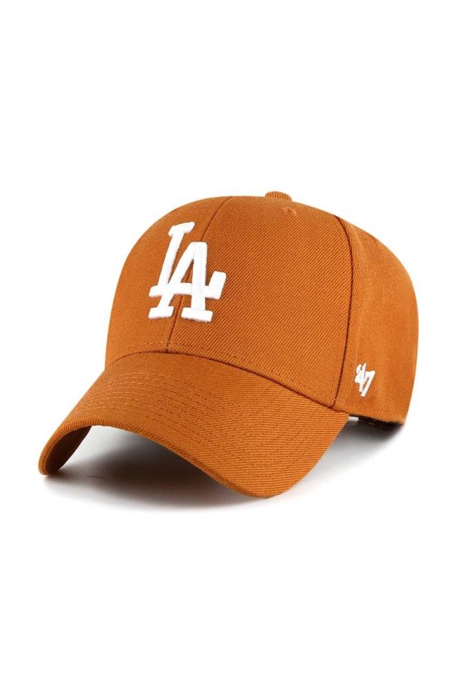 Кепка з домішкою вовни 47brand MLB Los Angeles Dodgers колір помаранчевий з аплікацією