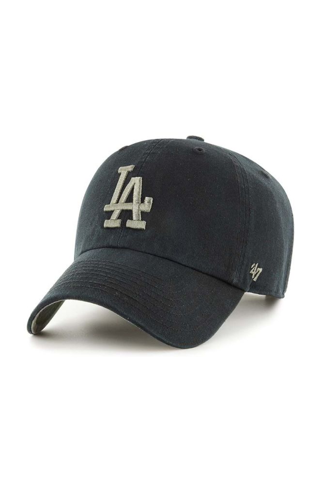 Бавовняна бейсболка 47brand MLB Los Angeles Dodgers колір чорний з аплікацією (3277925)