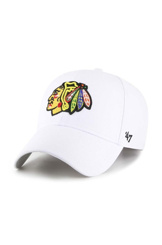 Кепка 47brand NHL Chicago Blackhawks колір білий з аплікацією