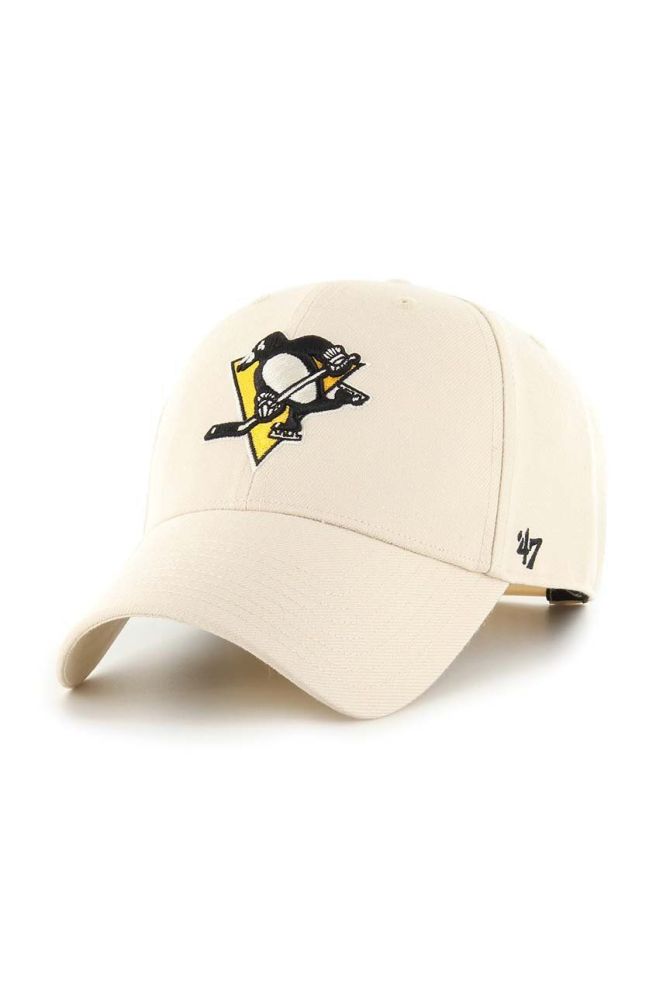 Кепка з домішкою вовни 47brand NHL Pittsburgh Penguins колір бежевий з аплікацією (3255568)