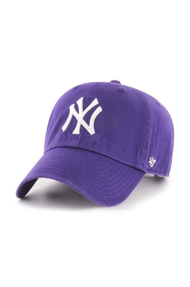 Бавовняна бейсболка 47brand MLB New York Yankees колір фіолетовий з аплікацією (3278160)