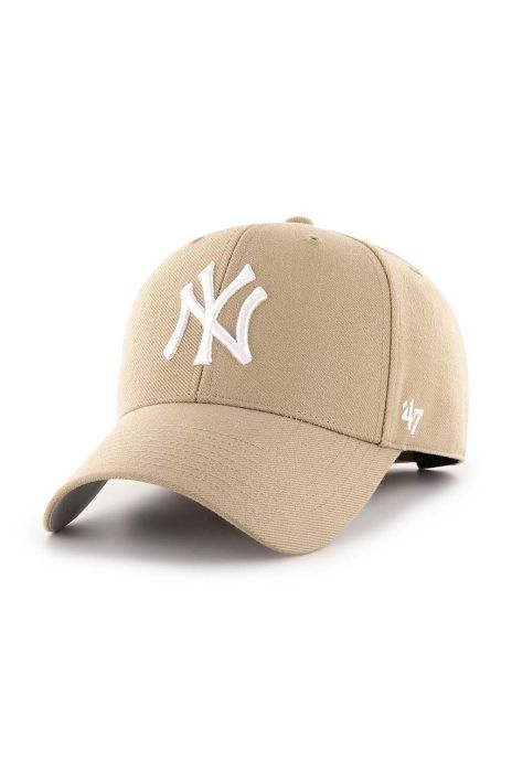 Кепка з домішкою вовни 47brand MLB New York Yankees колір бежевий з аплікацією (3255572)