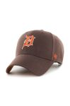 Бавовняна бейсболка 47brand MLB Detroit Tigers колір коричневий з аплікацією (3317885)