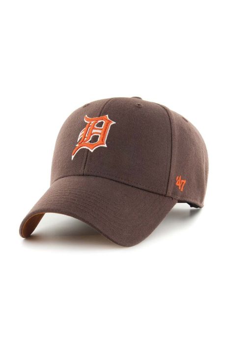 Бавовняна бейсболка 47brand MLB Detroit Tigers колір коричневий з аплікацією (3317885)