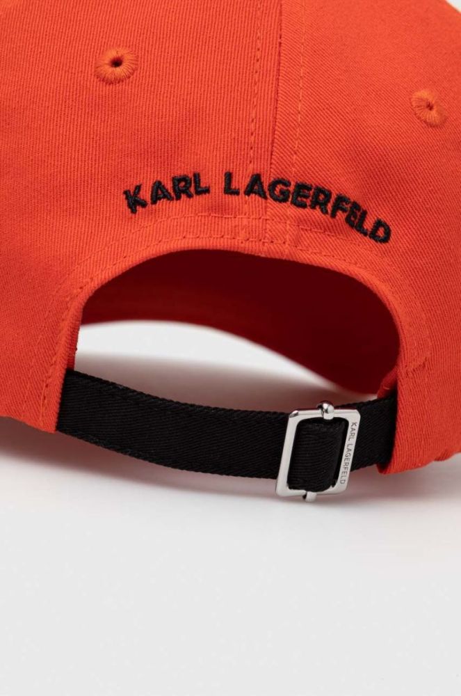 Бавовняна бейсболка Karl Lagerfeld колір помаранчевий з аплікацією фото 3