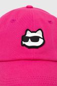 Кепка Karl Lagerfeld колір рожевий з аплікацією