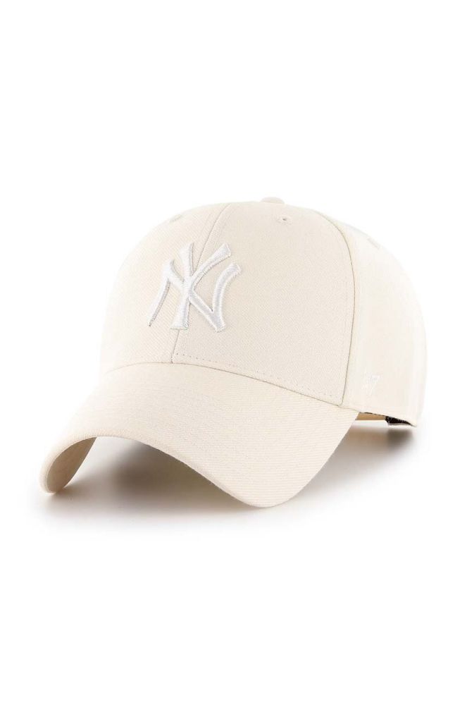 Кепка з домішкою вовни 47brand MLB New York Yankees колір бежевий з аплікацією (3278094)