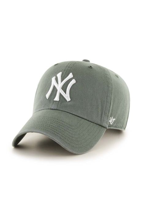 Бавовняна бейсболка 47brand MLB New York Yankees колір зелений з аплікацією (3273467)