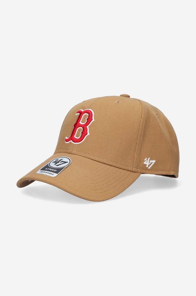 Кепка 47brand Boston Red Sox колір коричневий з аплікацією