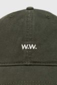 Бавовняна бейсболка Wood Wood Low Profile колір зелений однотонна 12110804.7083-OFFWHITE (3581368)