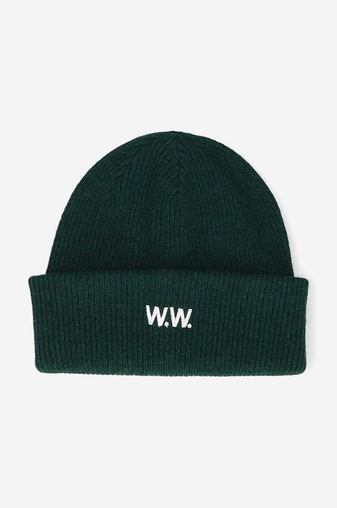Вовняна шапка Wood Wood Mande колір зелений вовна 12230811.9969-DARKBURGUN