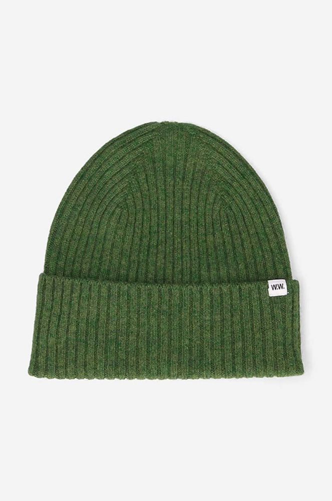 Вовняна шапка Wood Wood Luca колір зелений вовна 12230812.9052-LIGHTGREY