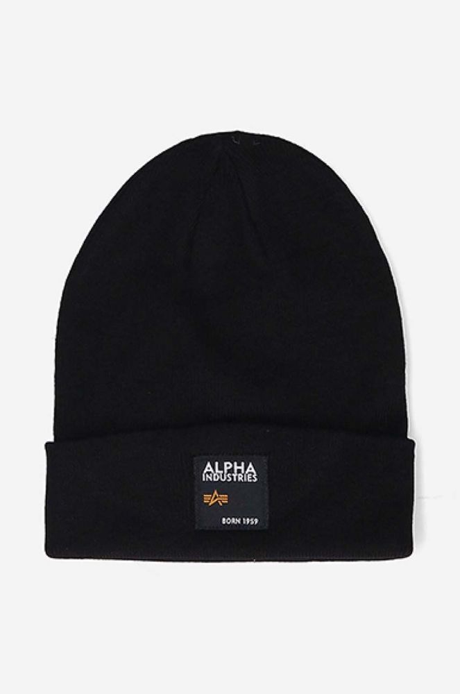Шапка Alpha Industries Label Beanie колір чорний 118934.03-black