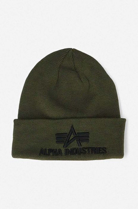 Шапка Alpha Industries 3D Beanie колір зелений 168910.257-DarkGreen