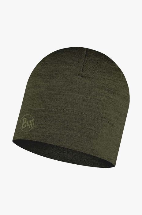 Шапка Buff Merino Lightweight колір зелений з тонкого трикотажу вовна