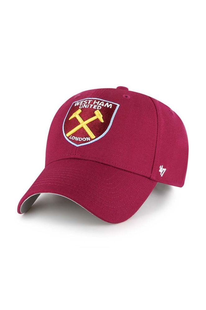 Кепка з домішкою вовни 47brand EPL West Ham United FC колір червоний з аплікацією