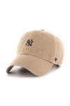Бавовняна бейсболка 47brand MLB New York Yankees колір бежевий з аплікацією (3452806)