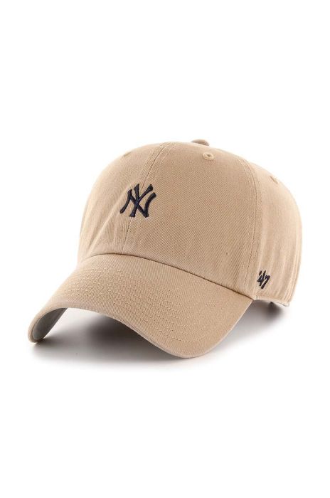 Бавовняна бейсболка 47brand MLB New York Yankees колір бежевий з аплікацією (3452806)