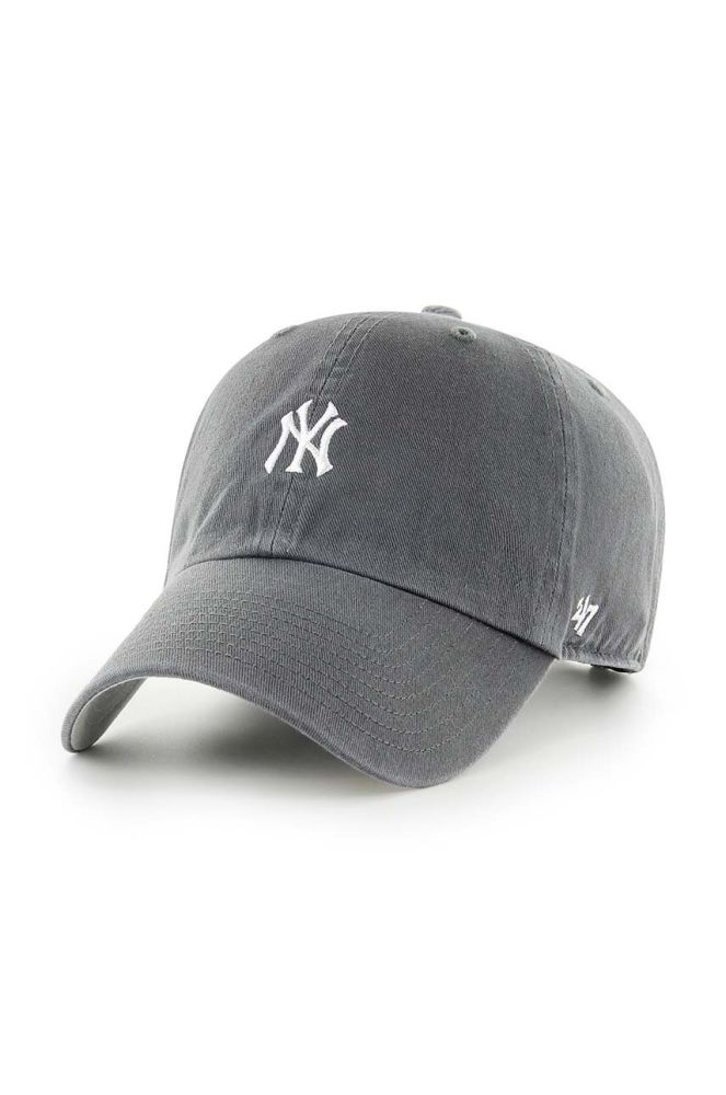Бавовняна бейсболка 47brand MLB New York Yankees колір сірий з аплікацією