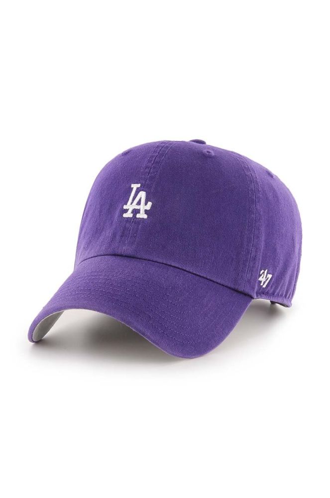 Бавовняна бейсболка 47brand MLB Los Angeles Dodgers колір фіолетовий з аплікацією (3452839)