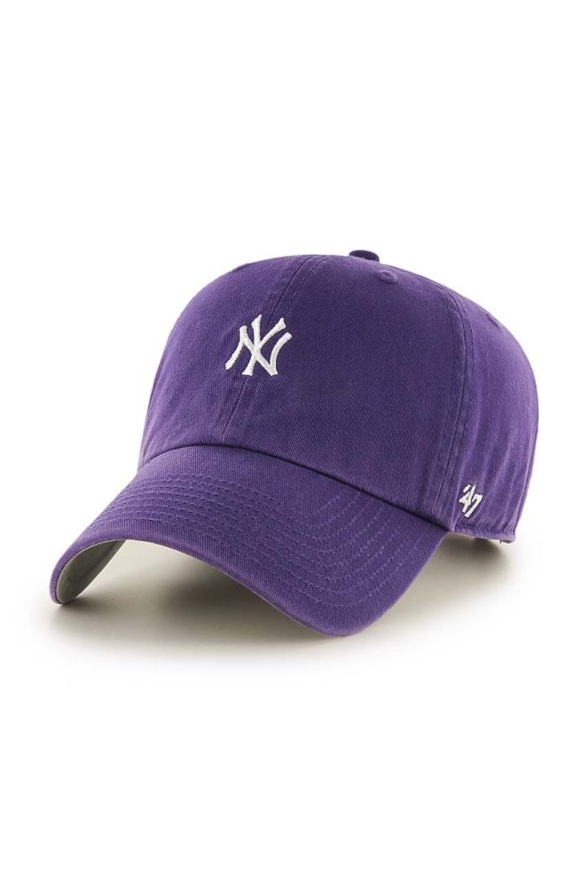 Бавовняна бейсболка 47brand MLB New York Yankees колір фіолетовий з аплікацією (3452929)