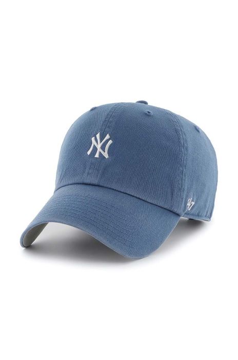 Бавовняна бейсболка 47brand MLB New York Yankees з аплікацією колір блакитний (3452682)