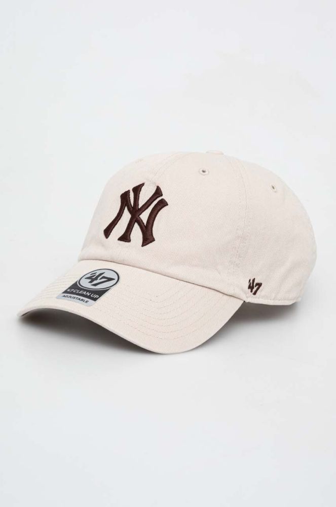 Кепка 47brand MLB New York Yankees колір бежевий з аплікацією (3599663)