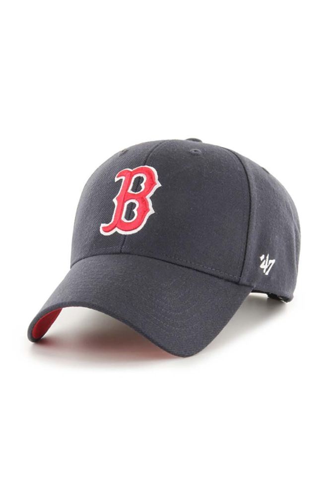 Бавовняна бейсболка 47brand MLB Boston Red Sox колір синій з аплікацією (3599344)