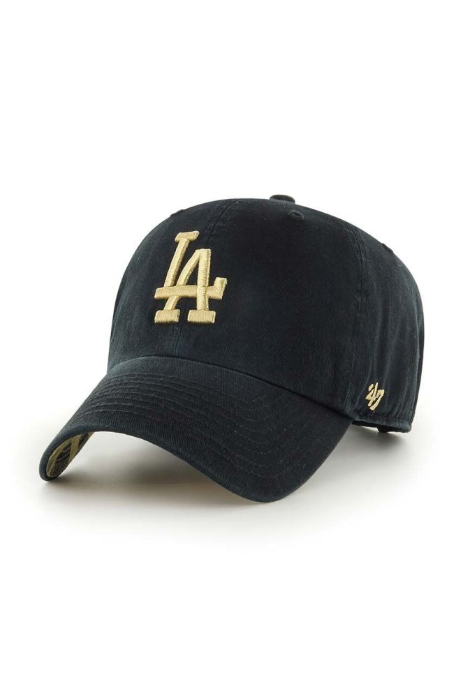 Бавовняна бейсболка 47brand MLB Los Angeles Dodgers колір чорний з аплікацією (3599494)