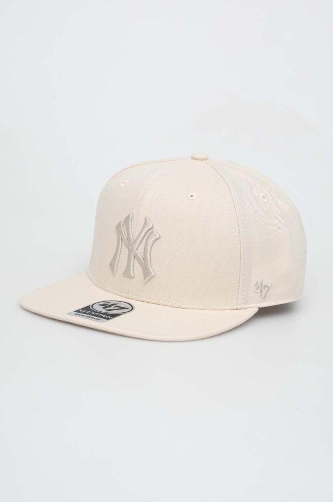 Кепка 47brand MLB New York Yankees колір бежевий з аплікацією (3599721)