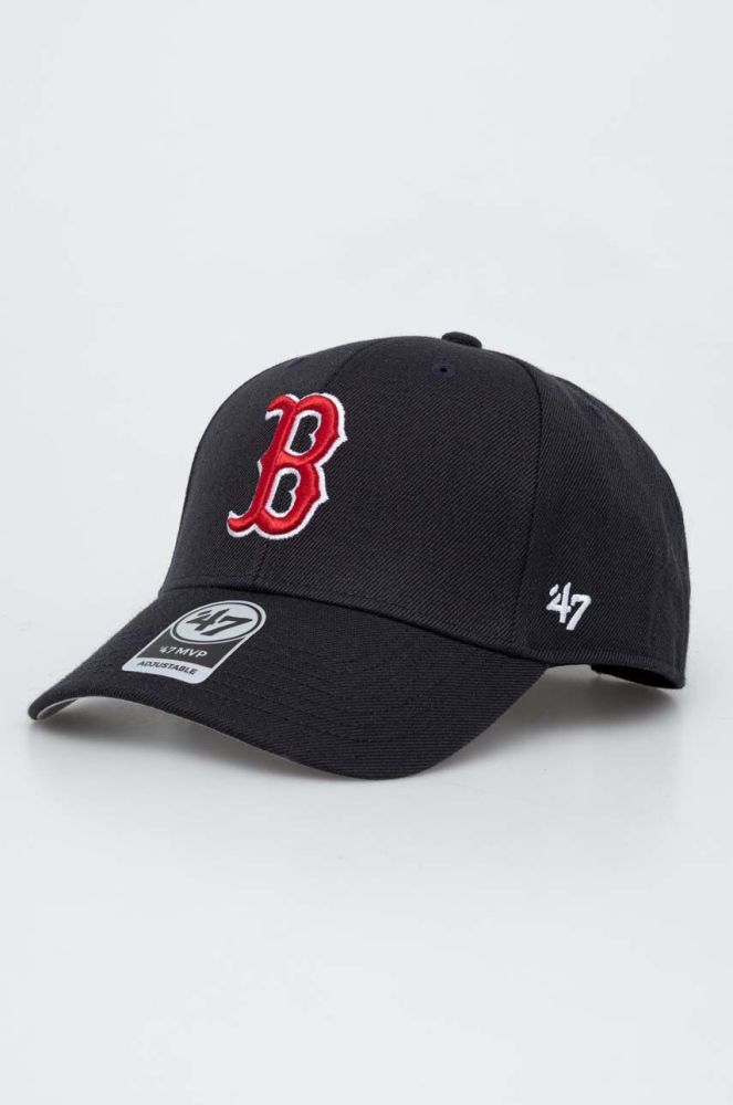 Кепка з домішкою вовни 47brand MLB Boston Red Sox колір синій з аплікацією