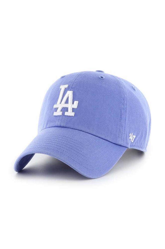 Бавовняна бейсболка 47brand MLB Los Angeles Dodgers з аплікацією колір блакитний