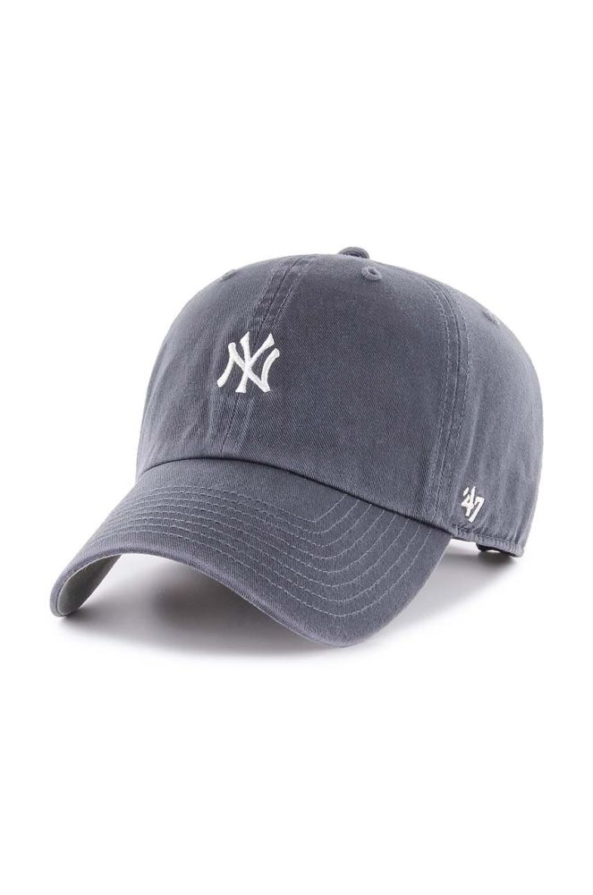 Бавовняна бейсболка 47brand MLB New York Yankees колір синій з аплікацією (3452625)