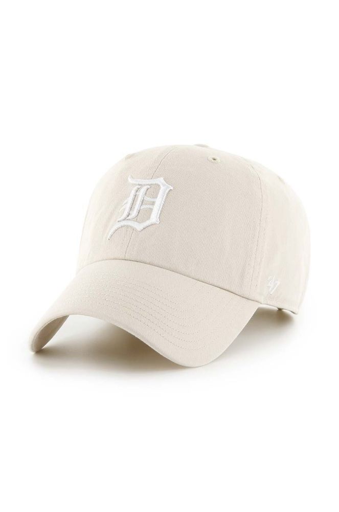 Бавовняна бейсболка 47brand MLB Detroit Tigers колір бежевий з аплікацією (3452751)