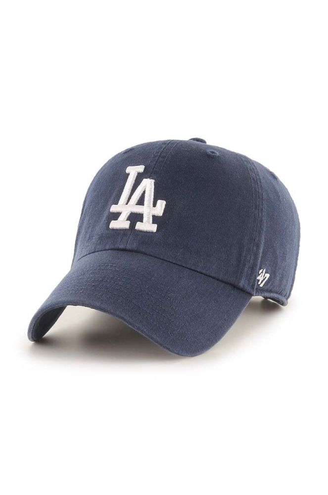 Бавовняна бейсболка 47brand MLB Los Angeles Dodgers колір синій з аплікацією (3452808)