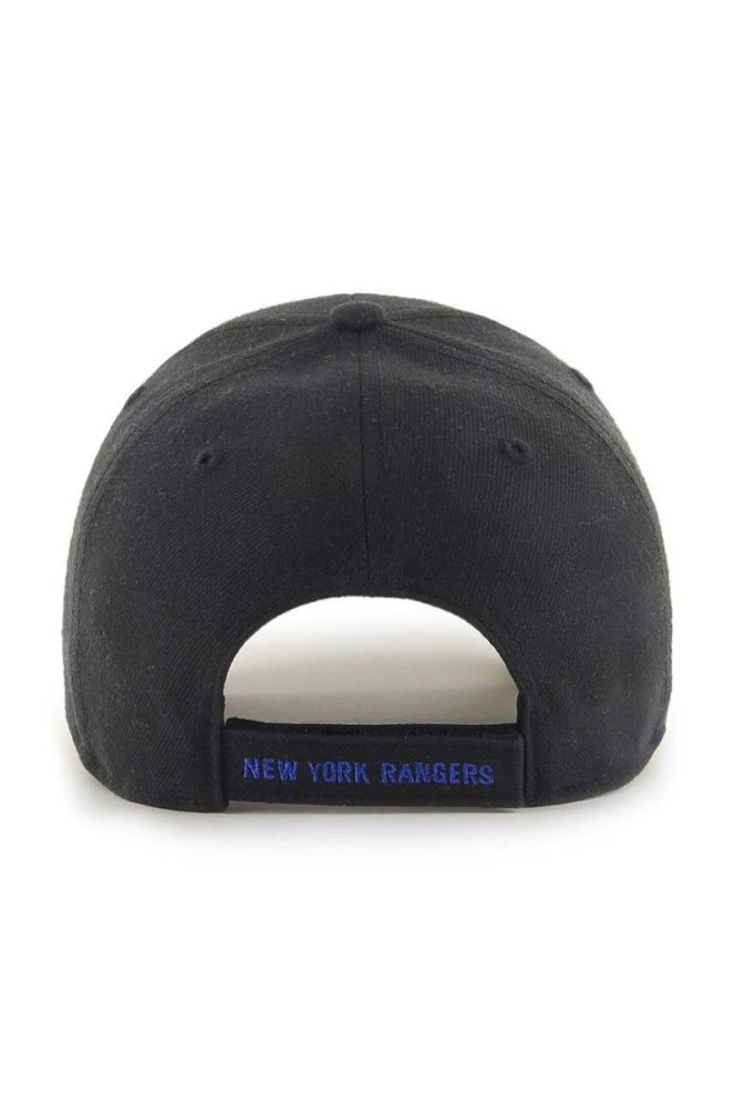 Бавовняна бейсболка 47brand NHL New York Rangers колір чорний з аплікацією фото 2