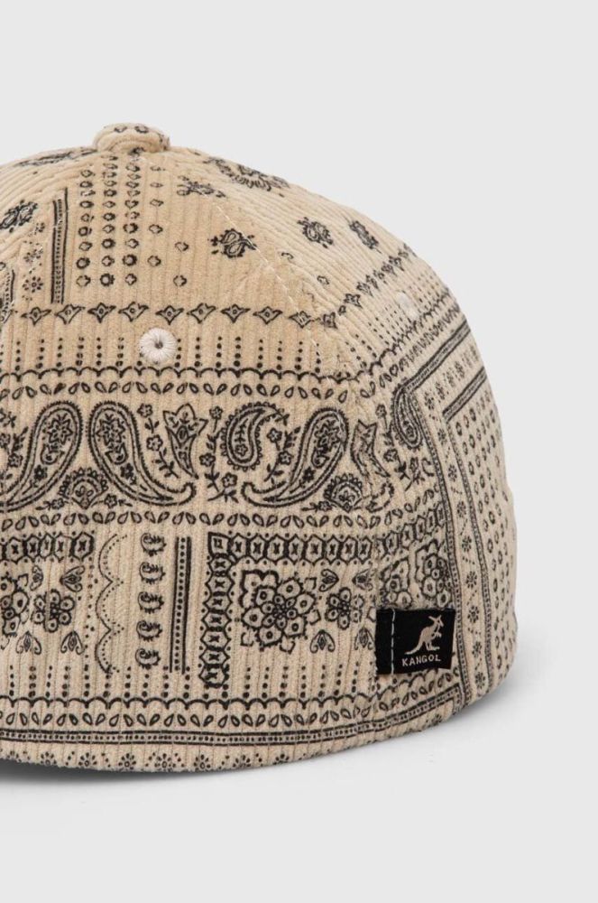 Вельветова кепка Kangol колір бежевий візерунок фото 3