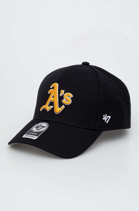 Кепка 47brand B.MVP18WBV.BKG OAKLAND ATHLETICS BLACK колір чорний з аплікацією