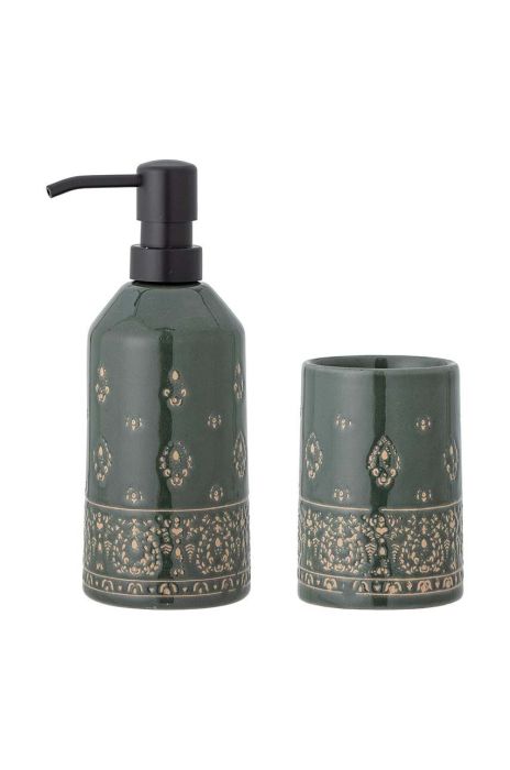 Дозатор для мила та тримач щіток Bloomingville Cheran 2 шт. колір зелений